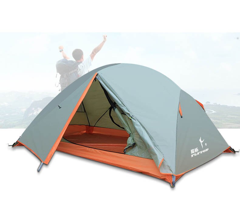Cheap Goat Tents FLYTOP Ultralight 2 Person Outdoor Tent Waterproof Double Layer Aluminum Rod Tourist Camping Hiking Tent For Outdoor Recreation Tents 